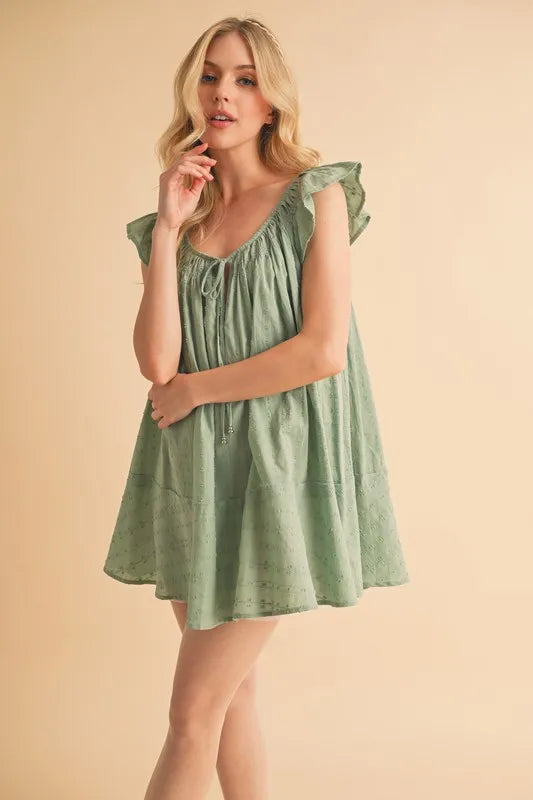 Aemi+Co Ruffled Cap Sleeve Cotton Tunic Mini Dress - Farnelli