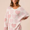 BiBi Heart Pattern Sweater with Pearl Detail - LT PINK