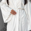 Tie Waist Kimono Sleeve Lounge Nightgown - White