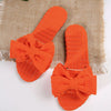 Bow Knot Open Toe Slippers - Orange