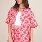 VERY J Full Size Tropical Printed Shirt Top and Shorts Set Plus Size - Farnelli