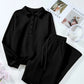 Collared Sweatshirt and High Waist Pants Active Set - Farnelli