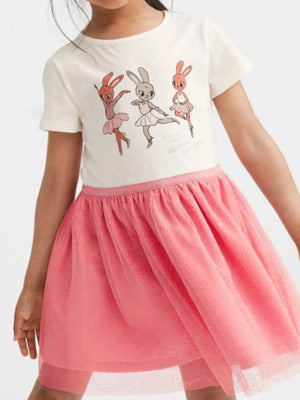 Children's Bunny Graphic Tulle Dress - Farnelli