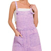 Zenana Woven Double Gauze Acid Washed Romper - LAVENDER