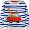Children's Striped Animal Adventure Embroidered Sweatshirt - White