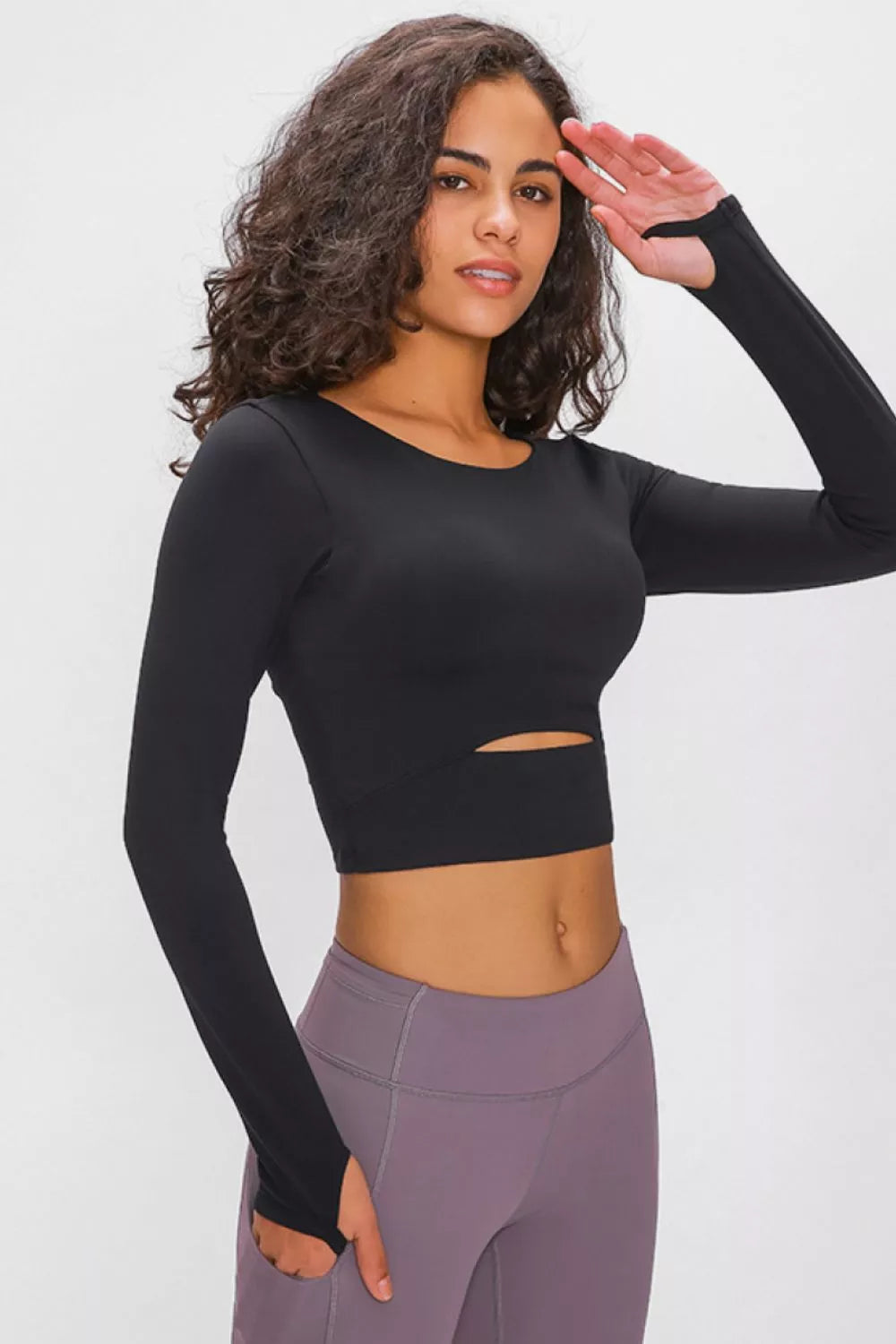 Millennia Long Sleeve Cropped Top With Sports Strap - Farnelli