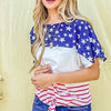And The Why American Flag Print Tie Knot Front Casual Top - RED/NAVY