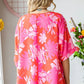 First Love Slit Printed Round Neck Half Sleeve Blouse - Farnelli