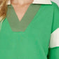 She + Sky Full Size Color Block Sleeve Johnny Collar French Terry Sweatshirt Plus Size - Farnelli
