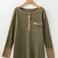 Blake Waffle Textured Tunic Henley Top with Slits - Farnelli