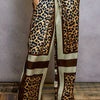 POL Leopard Printed Woven Wide Leg Drawstring Pants - SAND/INDIGO LEOPA