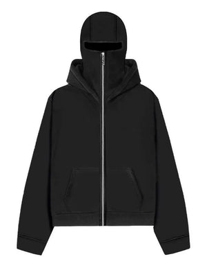 Men's Zip Up Long Sleeve Hoodie with Mask - Farnelli