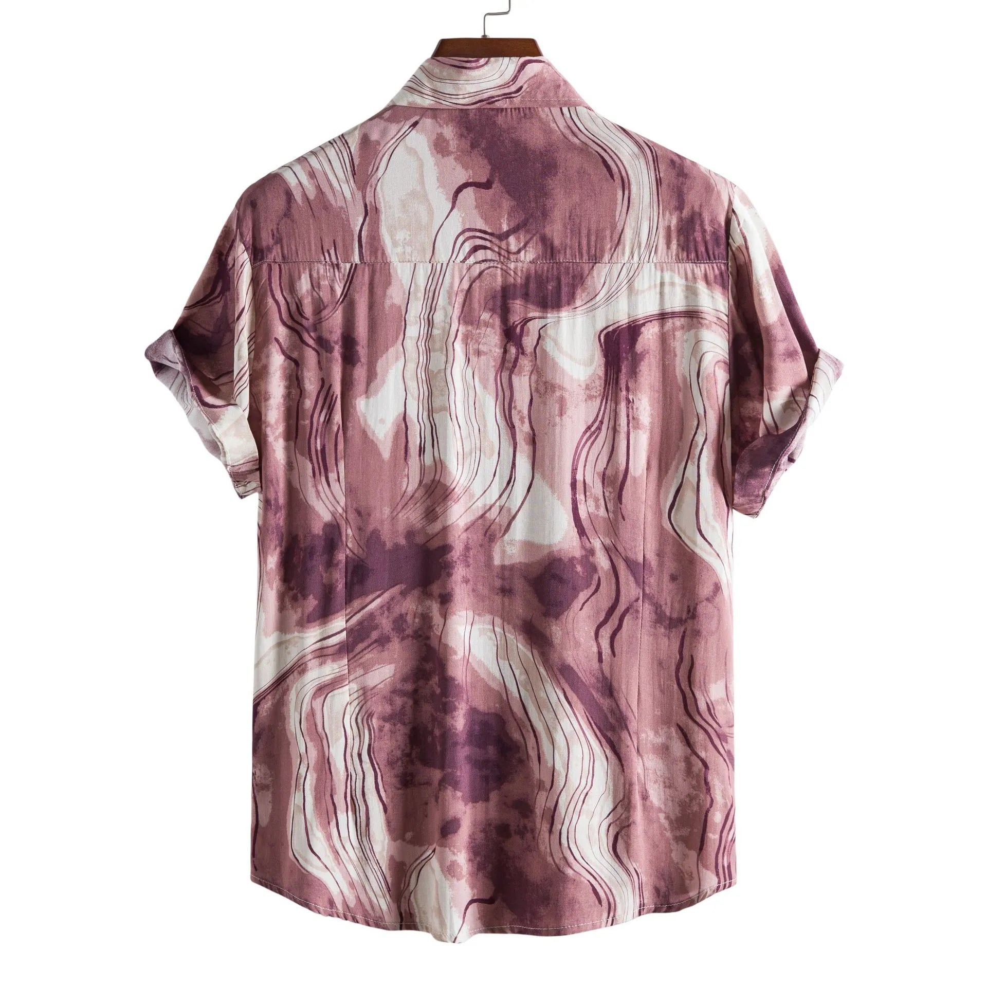 Men's Plus Size Abstract Marble Print Short Sleeve Button-Up Shirt - Farnelli