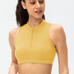 Full Size Cropped Cutout Back Zipper Front Active Tank Top - Farnelli