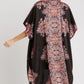 Umgee Satin Border Print Short Sleeve Open Front Kimono - Farnelli