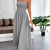 Smocked Tube Maxi Dress - Light Gray