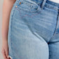 Judy Blue Full Size High Waist Western Embroidery Detail Cut Off Denim Shorts Plus Size - Farnelli