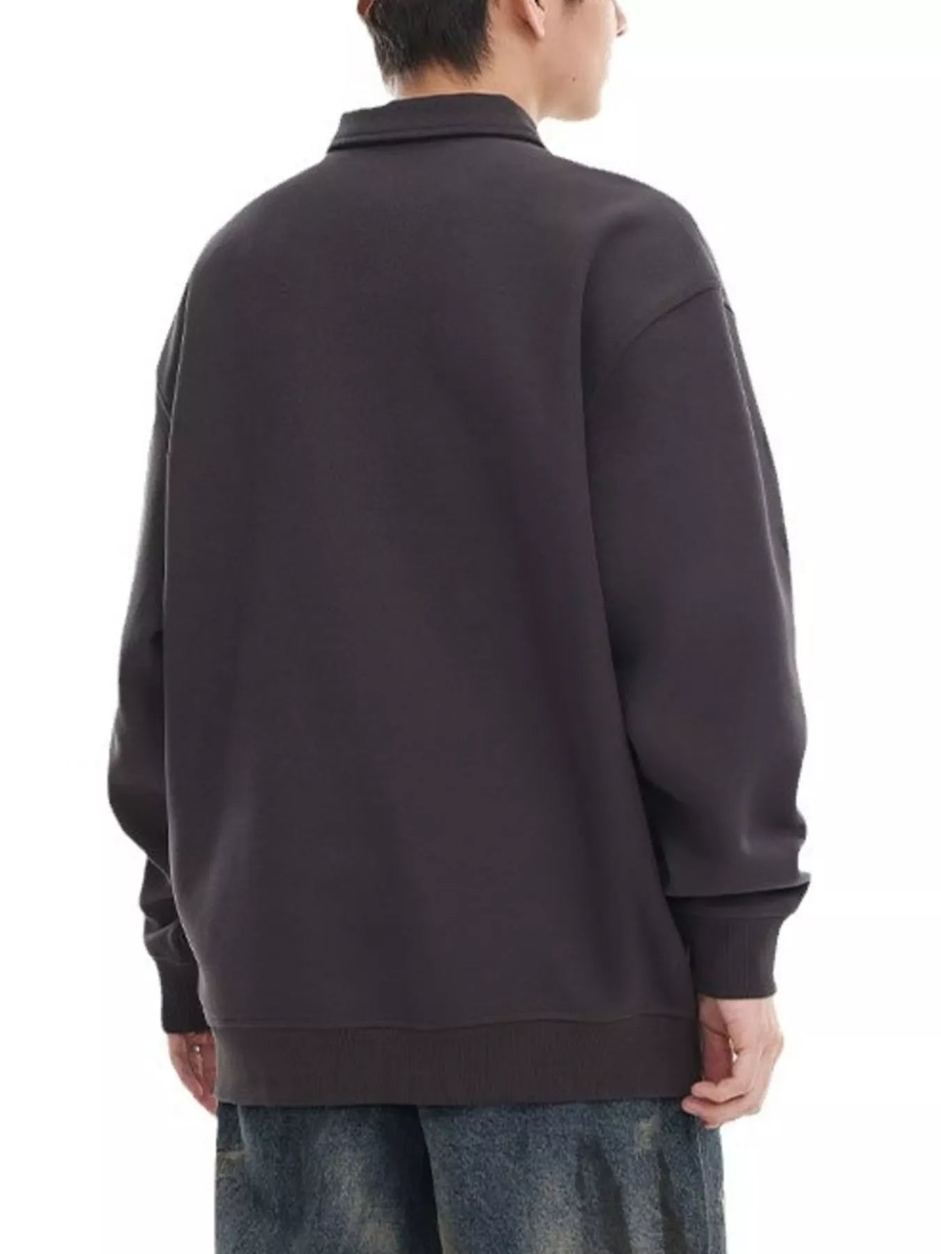 Men's Plus Size Letter Print Polo Collar Sweatshirt - Farnelli