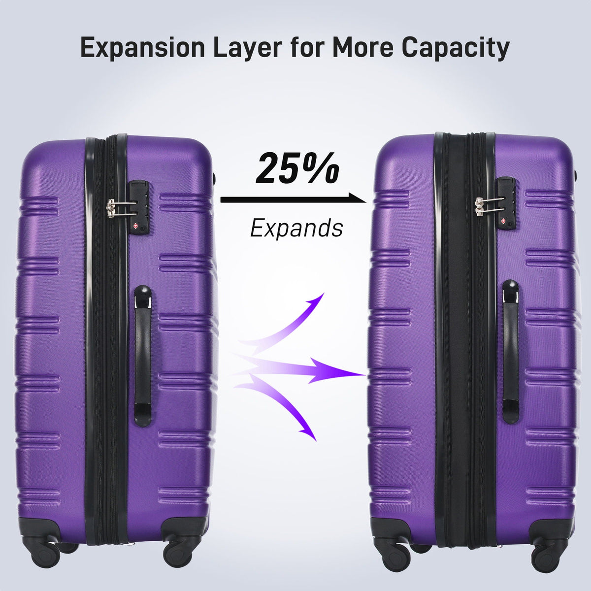 HouseOfZazla 4-piece hardshell luggage set with TSA locks and spinner wheels in multiple colors