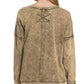 Zenana French Terry Washed Raw Edge Front Pocket Pullover - Farnelli