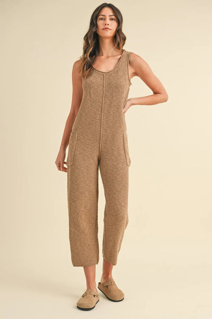 MABLE Sleeveless Knit Crop Jumpsuit with Pockets - Farnelli