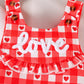 Children's Ruffled Bodysuit and Gingham Dress Set with Headband - Farnelli