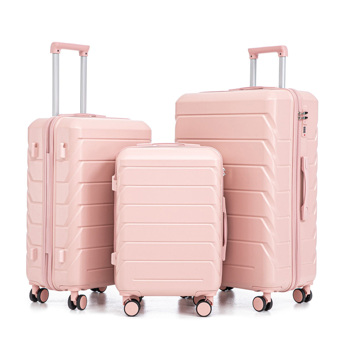 HouseOfZazla 3-piece spinner wheel luggage set with combination locks in assorted sizes