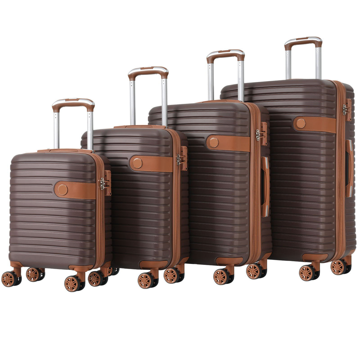 HouseOfZazla 4-piece hard shell luggage set with spinner wheels in multiple colors