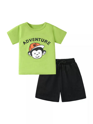 Children's Monkey Short Sleeve Top and Shorts Set - Farnelli