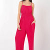 VERY J Pintuck Detail Woven Sleeveless Jumpsuit - Hot Pink