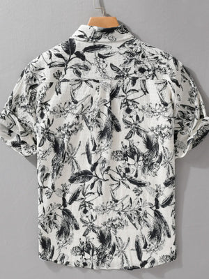 Men's Plus Size Printed Button Up Short Sleeve Shirt - Farnelli