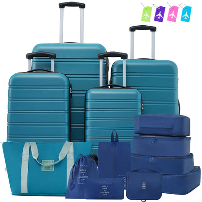 HouseOfZazla 4-piece hardshell luggage set with TSA locks and spinner wheels in multiple colors