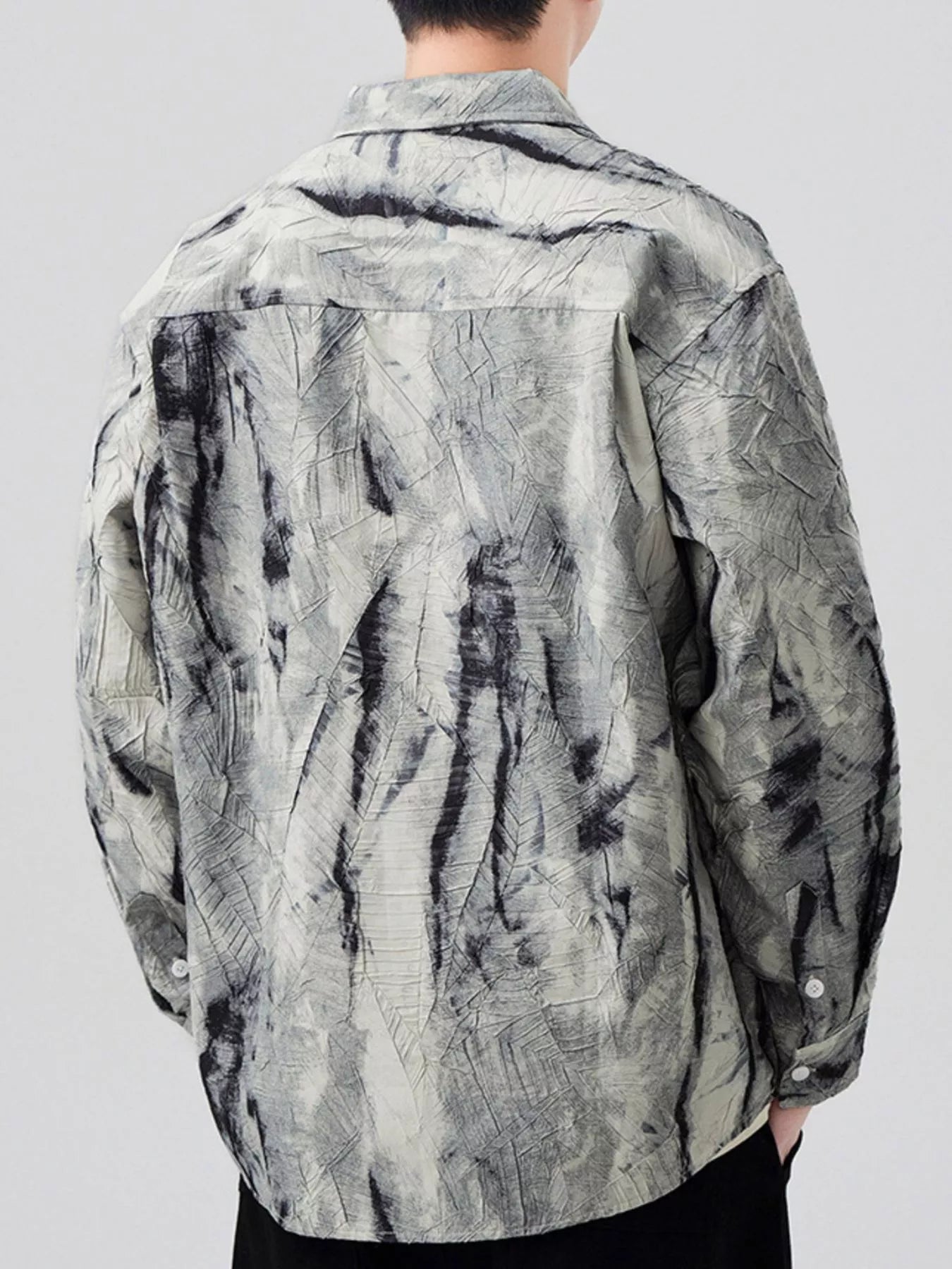 Men's Plus Size Tie-Dye Button Up Long Sleeve Shirt - Farnelli