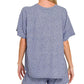 Zenana Soft Melange Short Sleeve Tee and Shorts Set - Farnelli