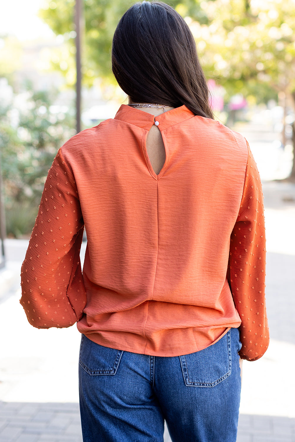 June Swiss Dot Balloon Sleeve Loose Blouse - Farnelli