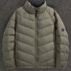 Men's Plus Size Zip Up Stand Collar Down Jacket - Light Green