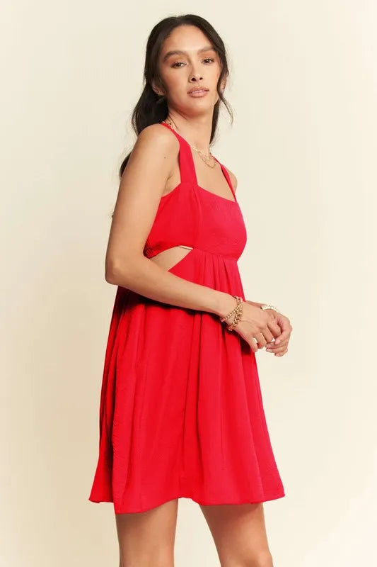 Davi & Dani Washed Satin Cutout Skirt Bandeau Mini Dress - Farnelli