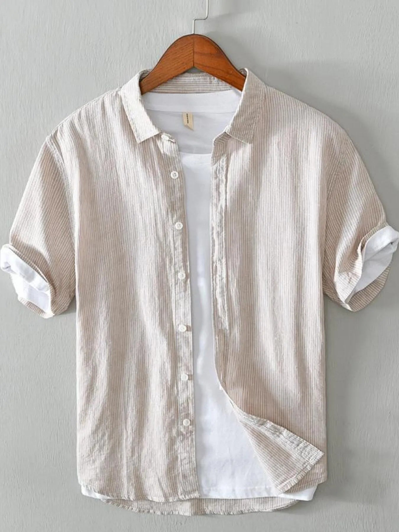 Men's Plus Size Casual Striped Short Sleeve Shirt - Farnelli