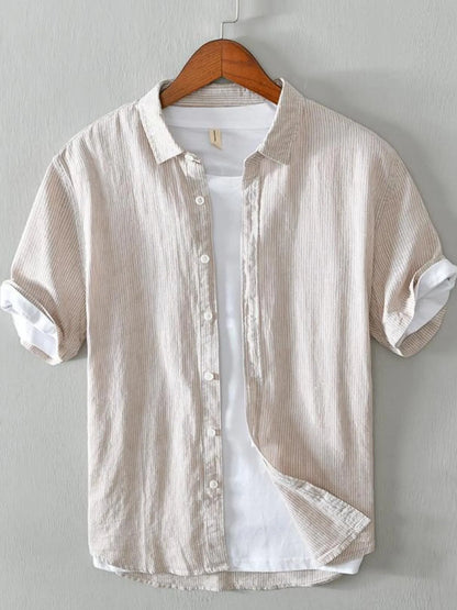 Men's Plus Size Casual Striped Short Sleeve Shirt - Farnelli