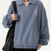 Men's Collared Neck Long Sleeve Sweatshirt - Blue