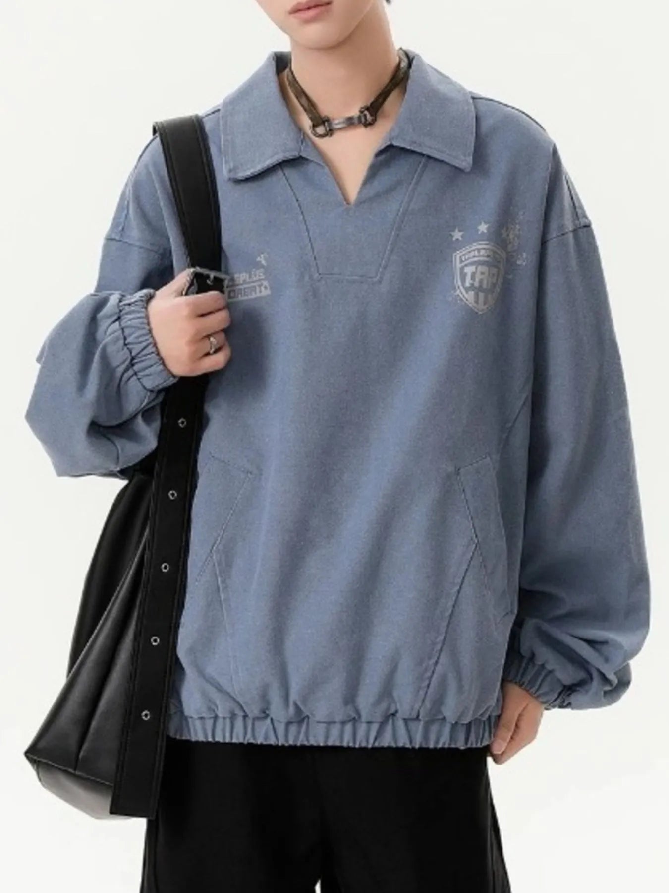 Men's Collared Neck Long Sleeve Sweatshirt - Farnelli