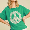 Umgee Full Size Mineral Wash T-Shirt with Lace Applique Plus Size - Green