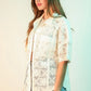 VERY J Plus Size Oversized Crochet Button Down Shirt Top - Farnelli