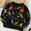 Children's Dinosaur Print Crew Neck Sweatshirt - Black