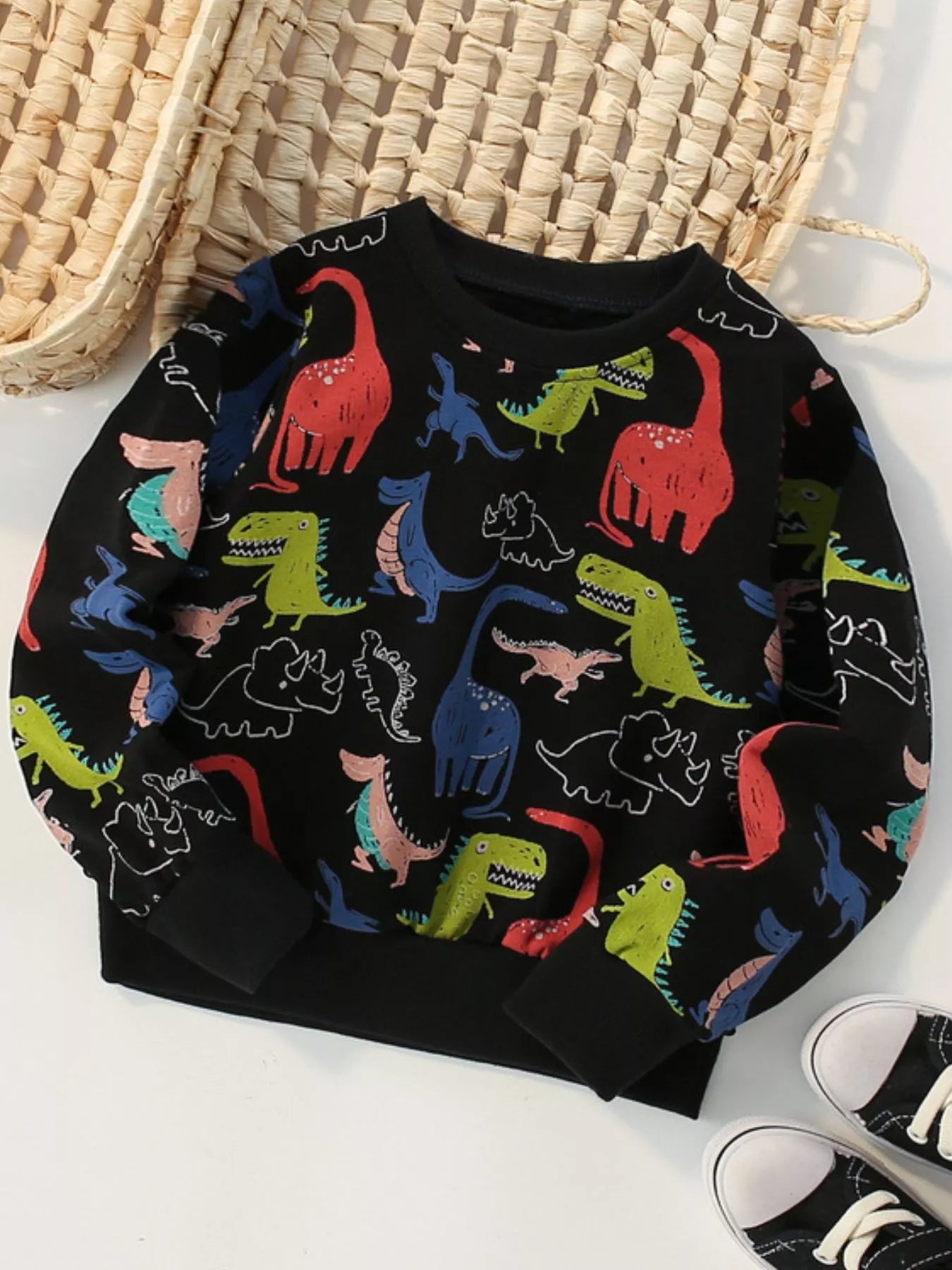 Children's Dinosaur Print Crew Neck Sweatshirt - Farnelli