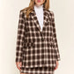 And The Why Full Size Plaid Brushed One Button Blazer - Farnelli