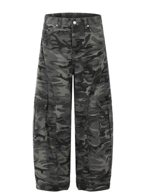 Men's Camouflage Cargo Wide Leg Jeans - Farnelli