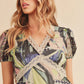 Aemi + Co Lace Detail Slit Geometric Print Short Sleeve Maxi Dress - Farnelli