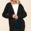 Haptics Stripe Textured Open Front Cardigan with Pockets - Black