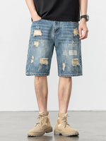 Men's Distressed Loose Fit Denim Shorts - Farnelli